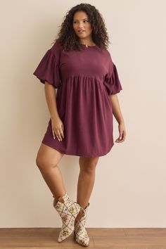 The Puff Sleeve Mini Dress slips on easily and drapes comfortably, featuring hidden pockets for added convenience and a chic, effortless style. Plus Size Christmas Outfit, White Dress Boots, Plus Size Fall Outfit, Puff Sleeve Mini Dress, Plus Size Fall, Skirts With Boots, Christmas Dress, Mini Dress With Sleeves, Dress Romper