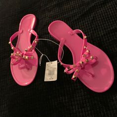 Nwt Never Used Hot Barbie Pink Jelly Sandals With Gold Rock Studs Flat Heel Size 10 Woman’s Measurements Are Included Unbranded Perfect For Your Barbie Style Outfit Or A Sunny Vacation! Pink Jelly Sandals, Casual Pink Slip-on Jelly Sandals, Comfortable Leather Sandals, Pink Non-slip Summer Jelly Sandals, Tan Gladiator Sandals, Pink Non-slip Jelly Sandals For The Beach, Pink Non-slip Plastic Jelly Sandals, Ugg Sandals, White Leather Sandals