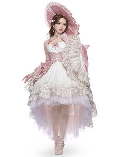 Buy Riparbella Series White Pink Noble Gorgeous Flower Wedding Classic Ribbon Bowknot Ruffles Lolita Sleeveless Dress Hat Set on Lolitain.com. Choose your perfect classic lolita dress, gothic lolita dress, and more. Regular discounts up to 50% off. Rococo Hat, Noble Outfit, Pink Steampunk, Steampunk Dresses, White Ruffled Dress, Tea Party Dresses, Manhwa Dress, Lolita Outfit, Rococo Dress