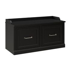 a black cabinet with two drawers on the bottom and one drawer open to reveal something