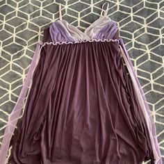 Vintage Ruby Rox Tulle Purple Dress!! In A Size L But Runs Smaller And Fits More Like A Size S-M!! Has Many Beautiful Shades Of Purple And Adjustable Ties In The Back! Also Has Adjustable Straps!! Very Danity, Adorable, Unique Style! Bought But Never Worn And In Perfect Amazing Condition! No Flaws, No Damage, No Signs Of Wear :) Purple Sleeveless Chiffon Mini Dress, Purple Chiffon Sleeveless Mini Dress, Purple Chiffon Dress With Sweetheart Neckline, Purple Chiffon Mini Dress, Purple V-neck Dress With Lace Trim, Vintage Lavender, Ruby Rox, Flowy Dress, Shades Of Purple