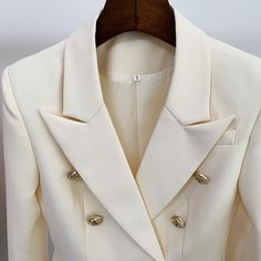 Our best-selling Ellen Double Breasted Blazer is a must-have staple piece in every fashionista's wardrobe. Featuring strong shoulders, peaked lapels, and a fitted, tapered waist, this blazer is a wardrobe basic that you can wear with anything, from daytime office looks to night-out chic outfits.Fabric Type: Polyester Cotton Fitted Solid Color Blazer Dress With Suit Collar, Fitted Solid Blazer Dress With Suit Collar, Fitted Blazer Dress With Suit Collar, Fitted Fall Blazer Dress With Lapel Collar, Tailored Long Sleeve Tuxedo Blazer Dress, Fitted Double Button Blazer For Spring, Tuxedo Style Office Blazer For Fall, Party Blazer With Double-breasted Button And Suit Collar, Party Blazer With Double-breasted Button And Lapel Collar