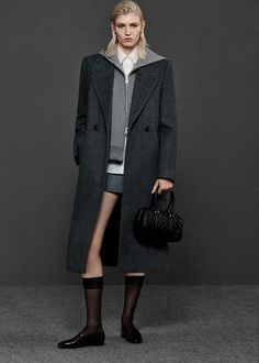 Lapels wool coat - Women | Mango USA Chic Collared Outerwear For Office, Luxury Long Sleeve Outerwear For Office, Fall Office Wear Long Coat, Chic Wool Coat With Concealed Placket For Work, Modern Wool Coat For Winter Workwear, Elegant Winter Outerwear For Office, Chic Wool Coat With Concealed Placket For Fall, Chic Fall Wool Coat With Concealed Placket, Timeless Winter Outerwear With Pockets