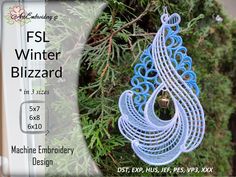 an ornament hanging from a tree with the words fsl winter blizzard on it