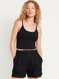 Fitted Ultra-Crop Ribbed Cami | Old Navy Chic Pants, Fitted Top, Old Navy Women, Shelf Bra, Big And Tall, Petite Size, Workout Tops, Womens Clothing Tops, Tank Tops Women