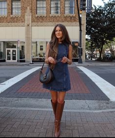 Christian Girl Autumn, Denim Dress Outfit, Southern Curls And Pearls, Mini Dress Outfits, Christian Girl, Fall Dress Outfit, Denim Mini Dress, Fashion Fits, Outfit Inspo Fall