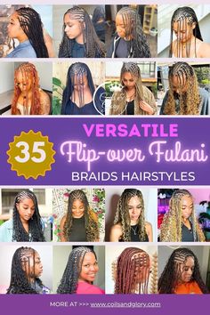 Stunning Flip over Fulani for Black Ladies Braided Summer Hairstyles, Fulani Braids, Summer Hairstyles, Braided Hairstyles, Black Women, Braids