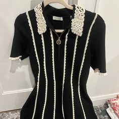 Brand New With Tags Sandro Dress. So Pretty! Designer Black Short Sleeve Dress, Designer Black Dresses For Spring, White Cotton Maxi Dress, Sandro Dress, Lace Ruffle Dress, Sheer Lace Dress, Sheer Mini Dress, Black Short Sleeve Dress, Paris Dresses