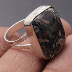 Turritella Agate Gemstone, Sterling Silver Plated Jewelry, Handmade Ring, Birthstone Ring, Gift For Her, Ring Jewelry, Anniversary Gift Materials Sterling Silver Plated Ring US Size - 9 Stone Name - Turritella Agate Stone Color - Brown Shipping Policy We do ship through DHL, UPS, INDIA POST. I make more than 50 different gemstones. If you want other gemstones, Please inbox me. I'll show you the pictures before you buy. We will move forward only when you are satisfied. I can also make the ring in Adjustable Agate Gemstone Rings, Handmade Agate Rings As Gift, Handmade Agate Rings For Gift, Adjustable Agate Anniversary Rings, Adjustable Agate Rings For Anniversary, Cabochon Agate Ring As Gift, Agate Cabochon Ring As A Gift, Adjustable Natural Stone Rings In Nature-inspired Style, Unique Rectangular Gemstone Ring