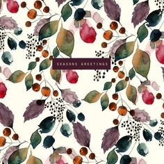 the cover of seasons greetings with watercolor leaves and berries