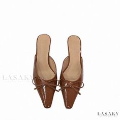 Lasaky - Elegant Women's Sandals with Adjustable Heel Straps Trendy Brown Pointed Toe Sandals, Brown Pointed Toe Mules For Summer, Brown Round Toe Mules For Party, Brown Closed Toe Mules For Party, Brown Closed-toe Mules For Party, Brown Mules For Summer Parties, Brown Summer Party Mules, Brown Pointed Toe Sandals For Summer, Brown Mules For Party In Spring