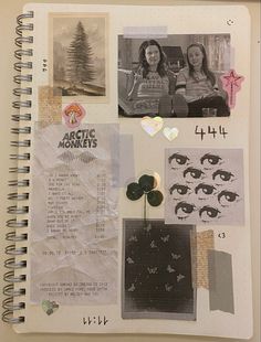 an open notebook with pictures and words on it