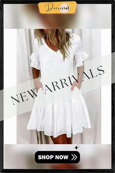 Fashion Short Printed Ruffle Pocket Dress Women Casual Loose Shoprt Sleeve Boho Dress Vestidos De Mujer Summer V-neck Dress With Pockets, V-neck Shift Dress With Pockets, Casual Shift Mini Dress With Ruffles, White A-line Dress With Pockets, White V-neck Dress With Pockets, Summer Shift Dresses With Pockets, Summer Dresses With Pockets Mini Length, Mini Dress With Pockets For Vacation, Summer V-neck Dresses With Pockets