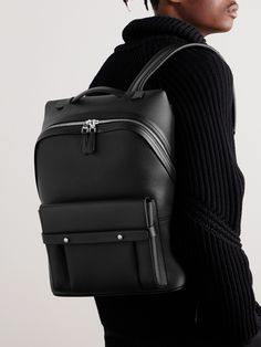 Drawing on its saddlery heritage, Dunhill's '1893 Harness' backpack is a refined, grown-up option for the office commute. It's crafted from robust leather that has a full-grain texture, so it'll stand up well to regular use. The sleek lines mean it'll work perfectly with relaxed tailoring and business attire. Leather Bookbag, Leather Backpack Men, Office Bag For Men, Office Backpack For Men, High-end Leather Backpack, Men Backpack, Backpack Leather Man, Urban Leather Standard Backpack, Men’s Backpack