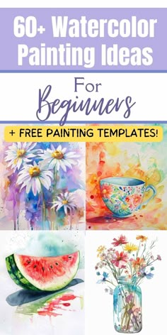 watercolor painting ideas for beginners with the title overlaying it's image