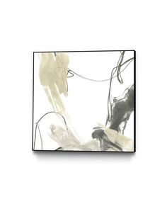 an abstract painting with black and white colors on a white background is featured in the frame