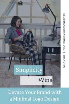 a woman sitting in a chair with the words simplicity wins