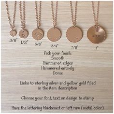 "★ ITEM DESCRIPTION: * Rose gold filled disc 3/8\" (10mm), 1/2\" (13mm), 5/8\" (16mm), 3/4\" (19mm), 7/8\" (22mm) or 1\" (25mm). * Rose gold filled chain * Rose gold filled clasp * Rose gold filled elements and components * Gift box THIS LISTING IS FOR 1 NECKLACE ✤ Sterling silver: https://www.etsy.com/listing/235653932 ✤ Yellow gold filled: https://www.etsy.com/listing/1532008192 ✤ Rose gold filled: https://www.etsy.com/listing/1532011178 Discs only (no chain) available here: ✤ 3/8\" disc: http Adjustable Engraved Rose Gold Necklace, Adjustable Rose Gold Charm Necklaces, Minimalist Rose Gold Hand Stamped Charm Necklaces, Minimalist Hand Stamped Rose Gold Charm Necklace, Minimalist Rose Gold Hand Stamped Charm Necklace, Personalized Nickel Free Rose Gold Necklace, Personalized Nickel-free Rose Gold Necklace, Nickel-free Rose Gold Necklace For Personalized Gifts, Adjustable Rose Gold Necklaces For Personalized Gifts