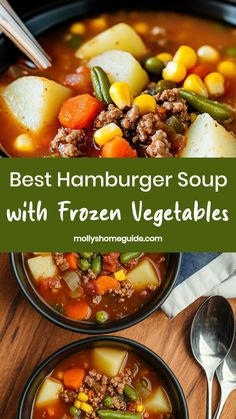 Looking for a cozy and hearty meal idea? Try making hamburger soup with frozen vegetables! This recipe is quick, simple, and perfect for those busy weeknights. Packed with flavors and nutrient-rich veggies, this soup will surely warm you up from the inside out. It's a versatile dish that you can easily customize based on your preferences. Whether you're cooking for picky eaters or trying to sneak in more vegetables into your diet, hamburger soup with frozen vegetables is a delicious choice. Hamburger Soup With Frozen Vegetables, Burger Vegetable Soup, Hamburger Veggie Soup Recipes, Hamburger And Veggie Soup, Hamburger And Mixed Vegetables, Hamburger Vegetable Soup Instant Pot, Homemade Hamburger Vegetable Soup, Easy Vegetable Beef Soup With Hamburger, Ground Beef And Veggie Soup