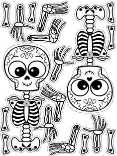 an image of halloween skeleton cut outs