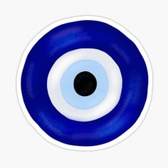 an eyeball with blue and white colors on it's center is seen in this image