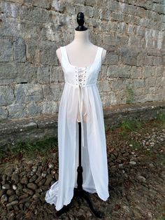 Renaissance bodice overdress, Regency corset dress, Medieval wench dress, White peasant over dress, Larp elven surcoat, Bridgerton costume by HaizeaCouture on Etsy Thrifting Fit, Renfaire Costume Women, White Gothic Dress, Wench Dress, Regency Corset, Renfaire Costume, White Chiffon Fabric, Dress Medieval, Ren Faire Costume