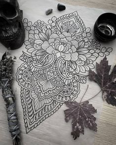 an image of some leaves and other items on a table with the caption above it