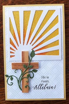 a handmade card with a cross on it