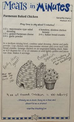 an old recipe book with instructions for meals in minutes