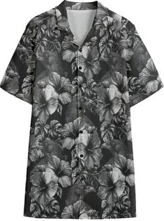 Embrace a unique blend of darkness and tropical vibes with our Goth Hawaiian Shirt featuring ravens and hibiscus print. This bold shirt embodies a fusion of gothic aesthetics with a touch of exotic flair. Stand out from the crowd in this eye-catching piece that combines two worlds into one striking design. Discover the epitome of summer style with our men's Poplin Hawaiian shirts. Crafted from luxurious lightweight cotton Poplin fabric at 115 g/m, these shirts are the perfect choice for those ho Black Hawaiian Camp Shirt With All Over Print, Black Short Sleeve Shirt With Plant Print, Black Hawaiian Camp Shirt With Graphic Print, Black Tropical Camp Shirt With Graphic Print, Black Hawaiian Shirt With All Over Print For Beach, Black Hawaiian Shirt With Graphic Print, Tropical Hawaiian Shirt With All Over Print, Black Hawaiian Shirt With Floral Print, Black Hawaiian Printed Shirt