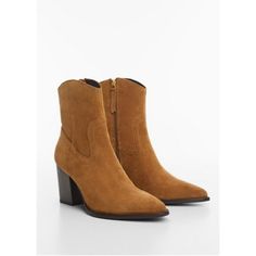 100% bovine leather, Suede, Block heel, Pointed, Side zip fastening, Inner lining, 3.15 in heel Brown Pointed Toe Heeled Boots With Zipper, Brown Pointed Toe Heeled Boots With Zipper Closure, Brown Ankle Heeled Boots With Zipper, Brown Ankle Boots With Zipper Closure, Brown Ankle Heeled Boots With Zipper Closure, Mango Boots, Mango Shoes, Nashville Outfits, Senior Picture Outfits