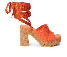 Vegan Synthetic upper, Lace up closure,4\ heel / platform height, Square open toe, Lightly padded footbed, Man made outsole | Women's Beach by Matisse Magnolia Platform Dress Sandals in Orange Size 9 Trending Flats, Matisse Shoes, Block Heel Sandals, Ankle Wrap, Platform Sandals Heels, Heeled Sandal, High Quality Shoes, Shoes Heels Pumps, Woman Beach