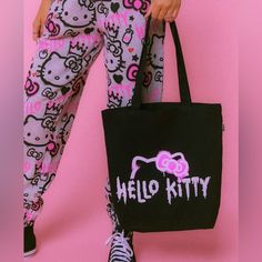 Forever 21 Hello Kitty Tote Bag Forever 21 Hello Kitty, Hello Kitty Tote Bag, Hello Kitty Tote, Forever 21 Bags, Womens Tote Bags, Pink Black, Forever 21, Hello Kitty, Black Pink