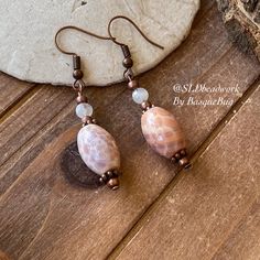 Bohemian Rose Gold Dangle Jewelry, Handmade Agate Round Bead Earrings, Handmade Copper Drop Earrings, Spiritual Handmade Agate Earrings, Bohemian Rose Gold Nickel-free Jewelry, Wire Wrapped Moonstone Drop Earrings, Bohemian Rose Gold Jewelry With Ear Wire, Bohemian Agate Earrings With Natural Stones, Spiritual Copper Drop Earrings