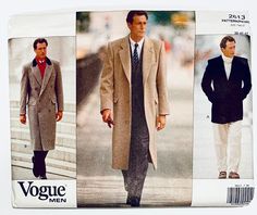 three men's coats and one man's coat are featured in the magazine