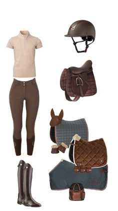 horse riding gear including boots, saddles and helmet on white background with clipping for text