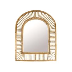 a mirror that is made out of bamboo