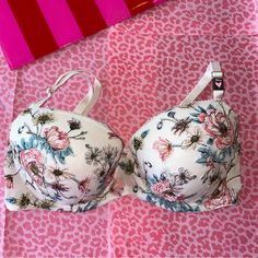 Victoria's Secret Dream Angels Lined Demi Bra Lace Floral 36d Brand New Color: Ivory With Multi Colored Flowers Lilac Purple, Gray Body Lace Back Detail Adjustable Straps Back Hook Closure Colorful Floral Printed Lined Demi Style Satin Feel Cups Lace Trim Detail "This Dreamy Demi Is Even More Heavenly, With Softer Memory Fit Lining That Conforms To Your Curves, A Smoothing U-Shaped Back And Stretchier Lace Sides For A Flawless, Ultra-Comfy Fit." Vs From No Pet No Smoke House Spring Full Coverage Bra With Padded Cups, Spring Padded Full Coverage Bra, Feminine Full Coverage Bra For Spring, Feminine Full Coverage Spring Bra, Spring Full Coverage Partially Lined Bra, Victoria's Secret Padded Bra For Spring, Victoria's Secret Spring Push-up Bra, Victoria's Secret Padded Bra, Victoria's Secret Spring Padded Bra