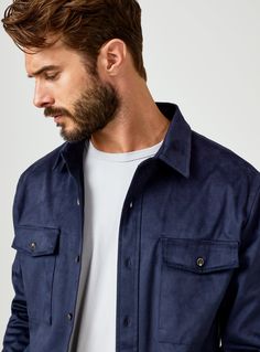 A staple in every well-dressed guy's wardrobe, this jacket is an essential you'll love. This lightweight, comfortable, and easy layering piece will be your go-to. Details Model is 6'1" and wears a size medium. Care: Permanent Press cycle. Machine wash cold on delicate cycle. Do not tumble dry. Iron on low. Dry clean for best results. Composition: 87% Polyester | 13% Elastane Blue Spread Collar Outerwear For Fall, Blue Outerwear With Spread Collar For Fall, Blue Unstructured Outerwear For Fall, Navy Business Outerwear With Patch Pockets, Relaxed Fit Long Sleeve Business Blazer, Relaxed Fit Long Sleeve Blazer For Business, Navy Blazer With Patch Pockets, Navy Blazer With Patch Pockets And Long Sleeves, Navy Single-breasted Long Sleeve Outerwear