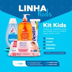 an ad for linha kids with products on it