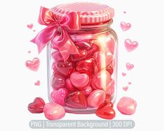 Jar Clipart, Dark Material, Candy Hearts, Candy Jar, Candy Jars, Watercolor Artwork, Junk Journals, Digital Planner, Drawing And Illustration