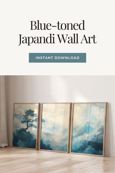 blue - toned japanese wall art instant download is the perfect way to add color and texture to any room in your home