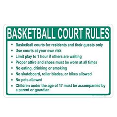 Basketball Court Rules Sign Horizontal Sign Novelty Sports Signs For Games Basketball, Run Through Signs Basketball, Basketball Playoff Signs, Zone Defense Basketball, Reserved Parking Signs, No Entry Authorized Personnel Only, Usa Basketball, Sport Court, Address Numbers