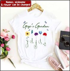 Gigi's Garden Personalized Name T-shirt For Nana Grandma Mom - Gift Idea For Mother's Day Personalized T-shirt For Spring Gift, Idea For Mother's Day, Nana Grandma, Garden Lover Gifts, Vinyl Printing, Grandmas Garden, Personalized Grandma, Nana Gifts, Mom Kid