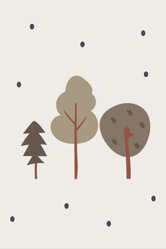 trees and dots on a white background