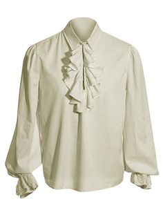 PRICES MAY VARY. 100% Rayon Pull-On closure Hand Wash Only Feature: long sleeve, ruffle cuff and front, loose fit, elastic lace cuff, white, black, M-2XL, unique medieval style. The acobite ghillie slim fit vintage shirt is stretchable, soft and breathable fabric, keep you body and muscle cool and dry. Suitable for cosplay, ringmaster, stage performance, masqueradee, casual wear , hip hop, streetwear or sports wear, beach, club active, party, gym, wedding, Dance etc. Color&Size: White, Black, Be Pirate Vampire, Medieval Shirt, Vampire Shirt, Pirate Cosplay, Poet Shirt, Gothic Costume, Ruffle Collar Blouse, Gothic Shirts, Style Steampunk