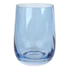 a blue glass is shown on a white background