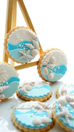 cookies decorated with sea shells and seashells