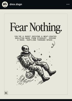 an ad for the book fear nothing, which features a skeleton sitting on top of a man