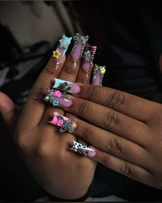 IG clawsbynene Tattoos For Black Skin, Blonde Lace Front Wigs, Hello Kitty Nails, Square Acrylic Nails, Mani Pedi, Cartoon Art Styles, Swag Nails